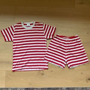 Hanna Andersson Short John Pajamas in Organic Cotton Red and White Striped